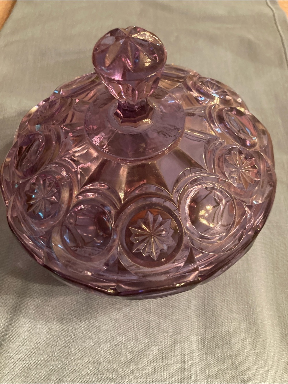 Vintage Fenton Wisteria Knobby Bullseye Candy Box - RARE!
